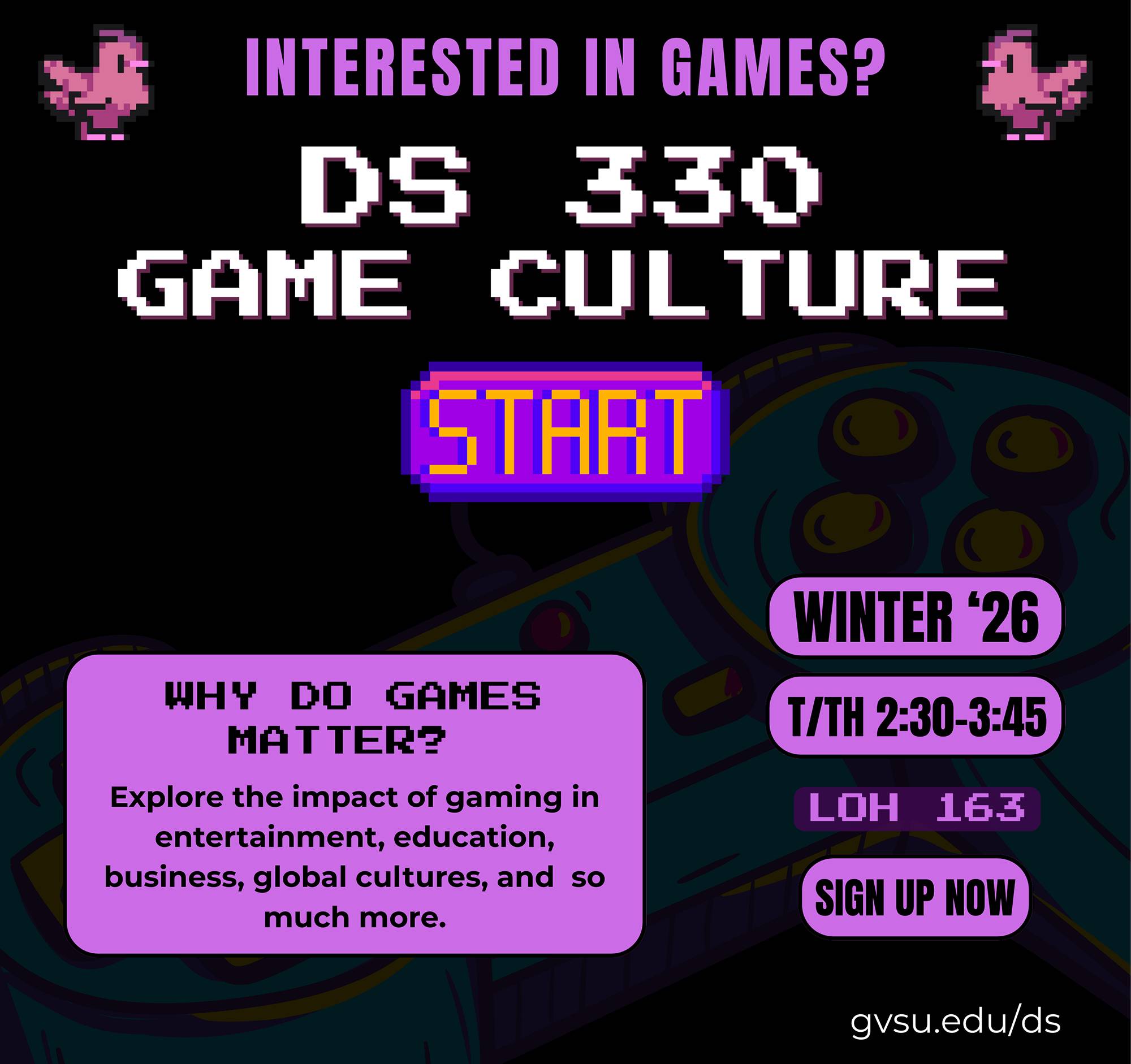 Promotional flier for DS 330, Game Culture